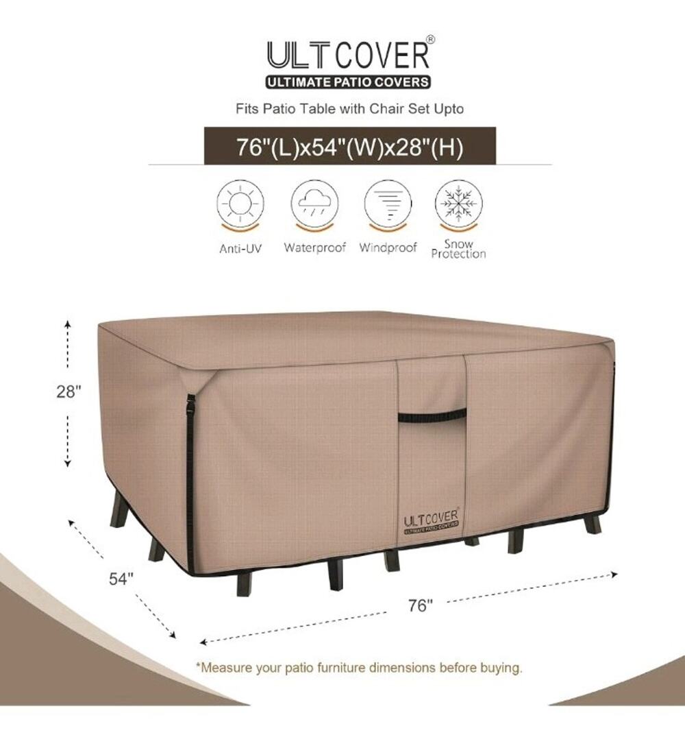 Rectangular Patio Heavy Duty Table Cover - 600D Tough Canvas Waterproof Outdo...